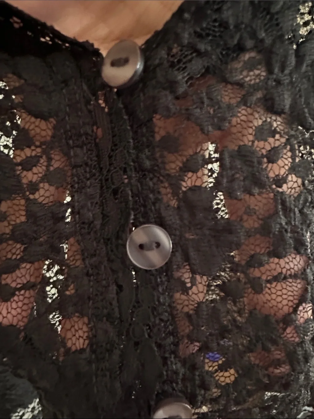 Free People Black Floral Lace Button-Front Cardigan